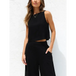 Women's casual sleeveless button-down vest cropped wide-leg pants Nexellus