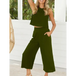 Women's casual sleeveless button-down vest cropped wide-leg pants Nexellus