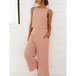 Women's casual sleeveless button-down vest cropped wide-leg pants Nexellus