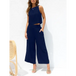 Women's casual sleeveless button-down vest cropped wide-leg pants Nexellus