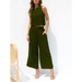 Women's casual sleeveless button-down vest cropped wide-leg pants Nexellus