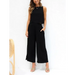 Women's casual sleeveless button-down vest cropped wide-leg pants Nexellus