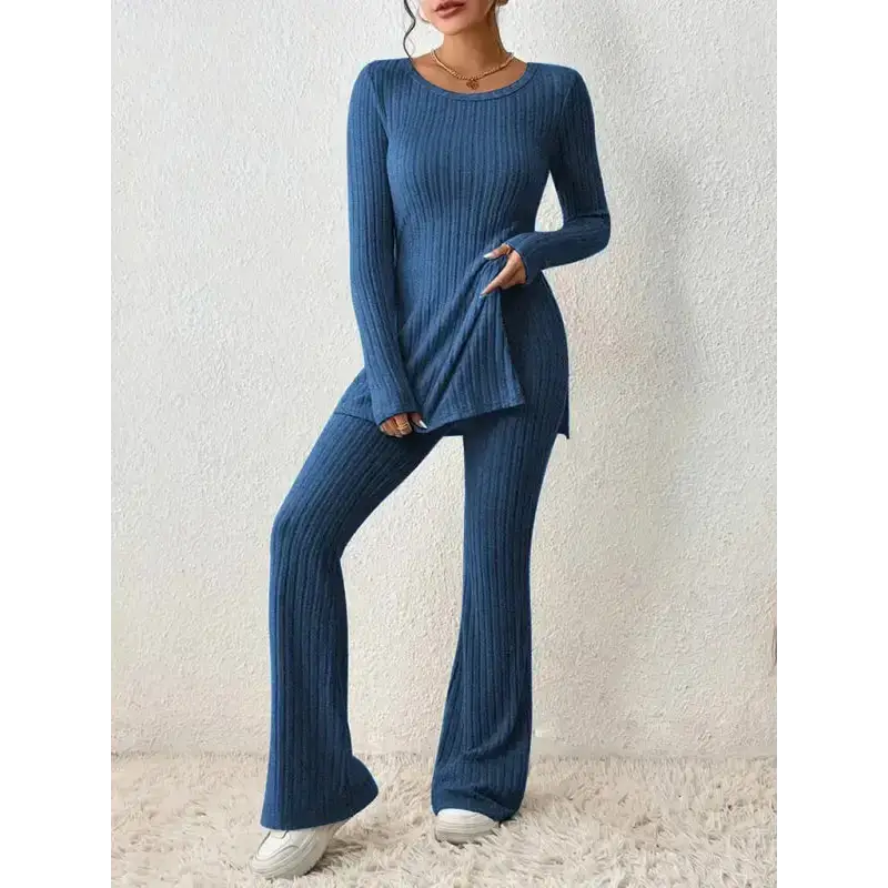 Women's casual slim side slit knitted two-piece set Nexellus