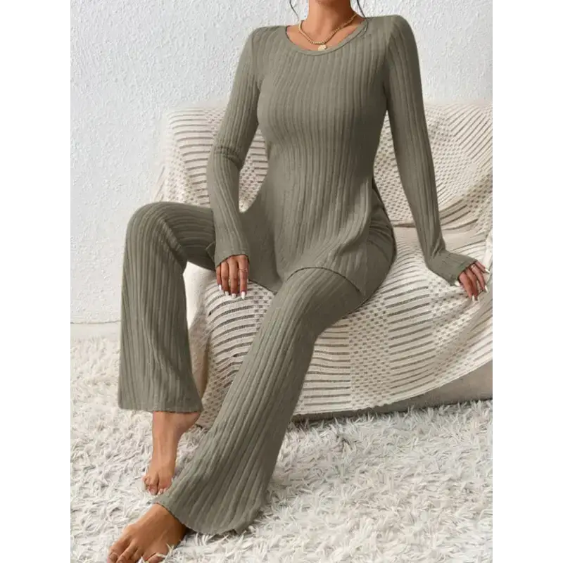 Women's casual slim side slit knitted two-piece set Nexellus