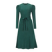 Women's crew neck ruffle cable knit sweater midi dress Nexellus