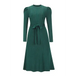 Women's crew neck ruffle cable knit sweater midi dress Nexellus