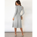 Women's crew neck ruffle cable knit sweater midi dress Nexellus