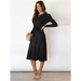 Women's crew neck ruffle cable knit sweater midi dress Nexellus