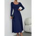 Women's fashion casual elegant waisted long sleeve dress Nexellus