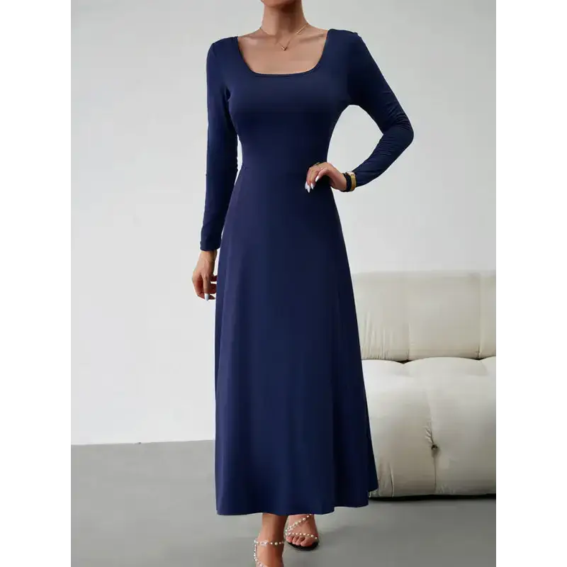 Women's fashion casual elegant waisted long sleeve dress Nexellus