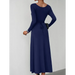 Women's fashion casual elegant waisted long sleeve dress Nexellus