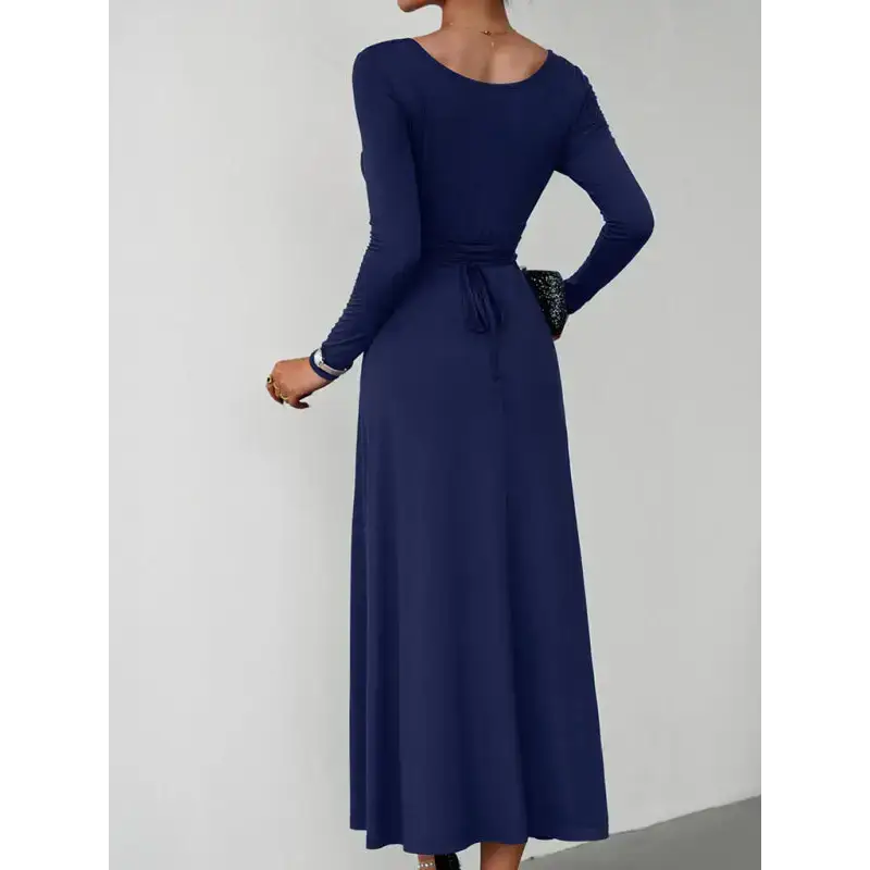 Women's fashion casual elegant waisted long sleeve dress Nexellus