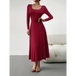 Women's fashion casual elegant waisted long sleeve dress Nexellus