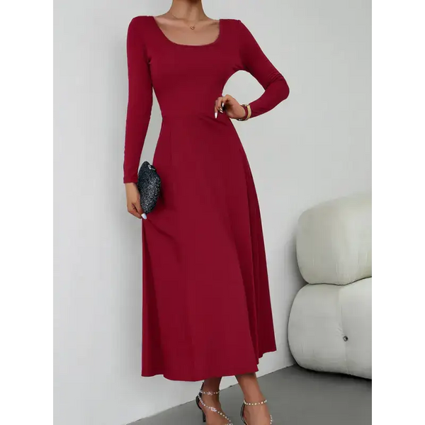 Women's fashion casual elegant waisted long sleeve dress Nexellus