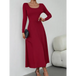 Women's fashion casual elegant waisted long sleeve dress Nexellus