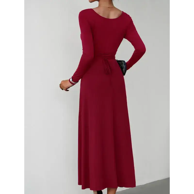 Women's fashion casual elegant waisted long sleeve dress Nexellus