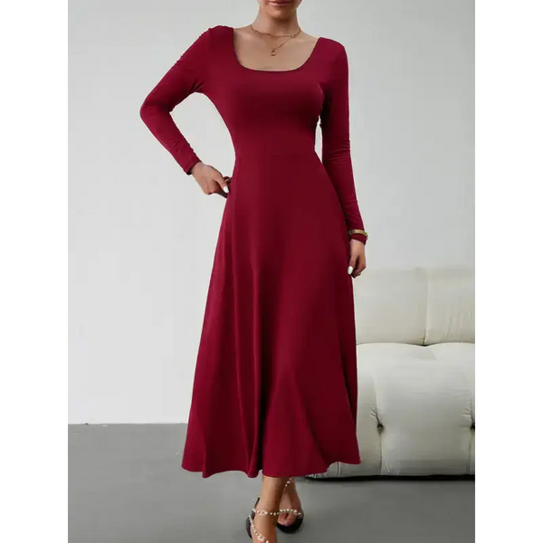 Women's fashion casual elegant waisted long sleeve dress Nexellus