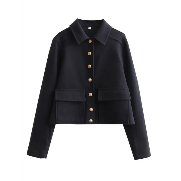 Women's Fashion Soft Short Coat Retro Long Sleeve Button Up Casual Women's Jacket Nexellus