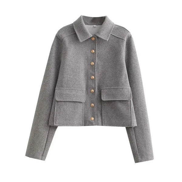 Women's Fashion Soft Short Coat Retro Long Sleeve Button Up Casual Women's Jacket Nexellus