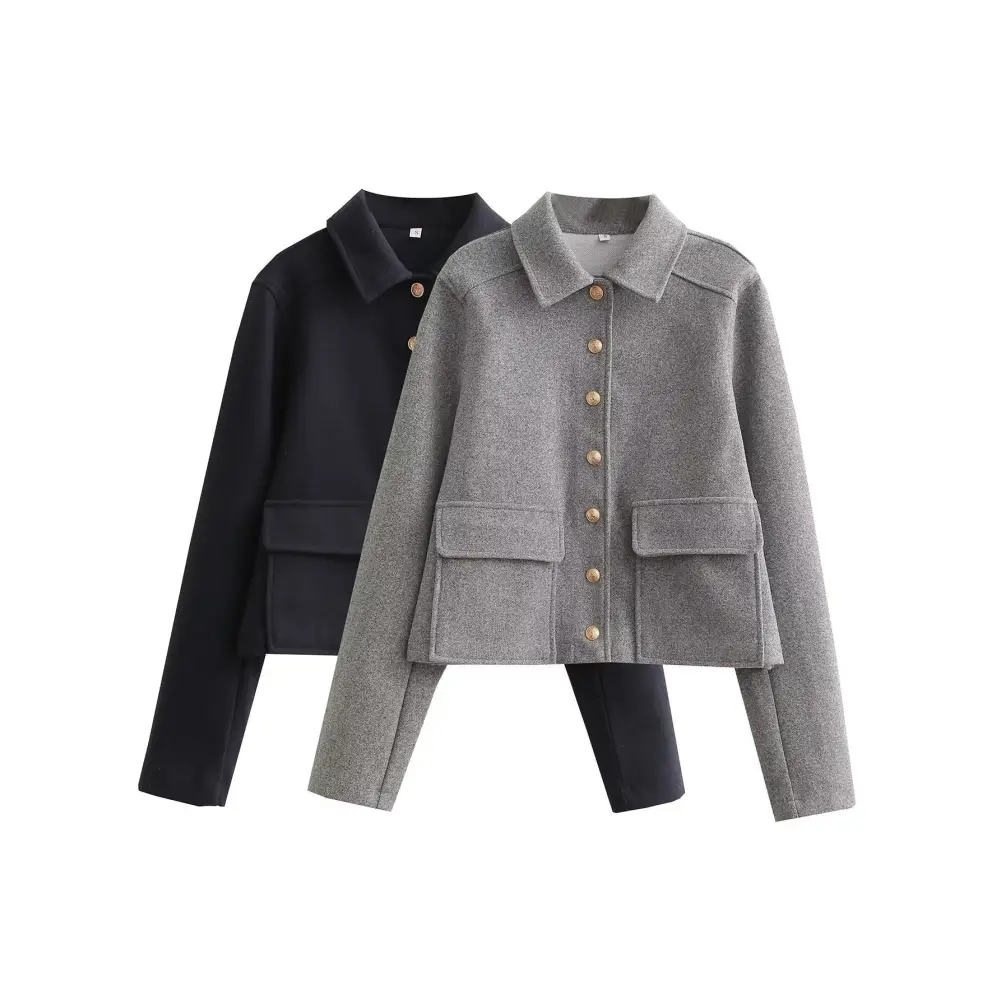 Women's Fashion Soft Short Coat Retro Long Sleeve Button Up Casual Women's Jacket Nexellus