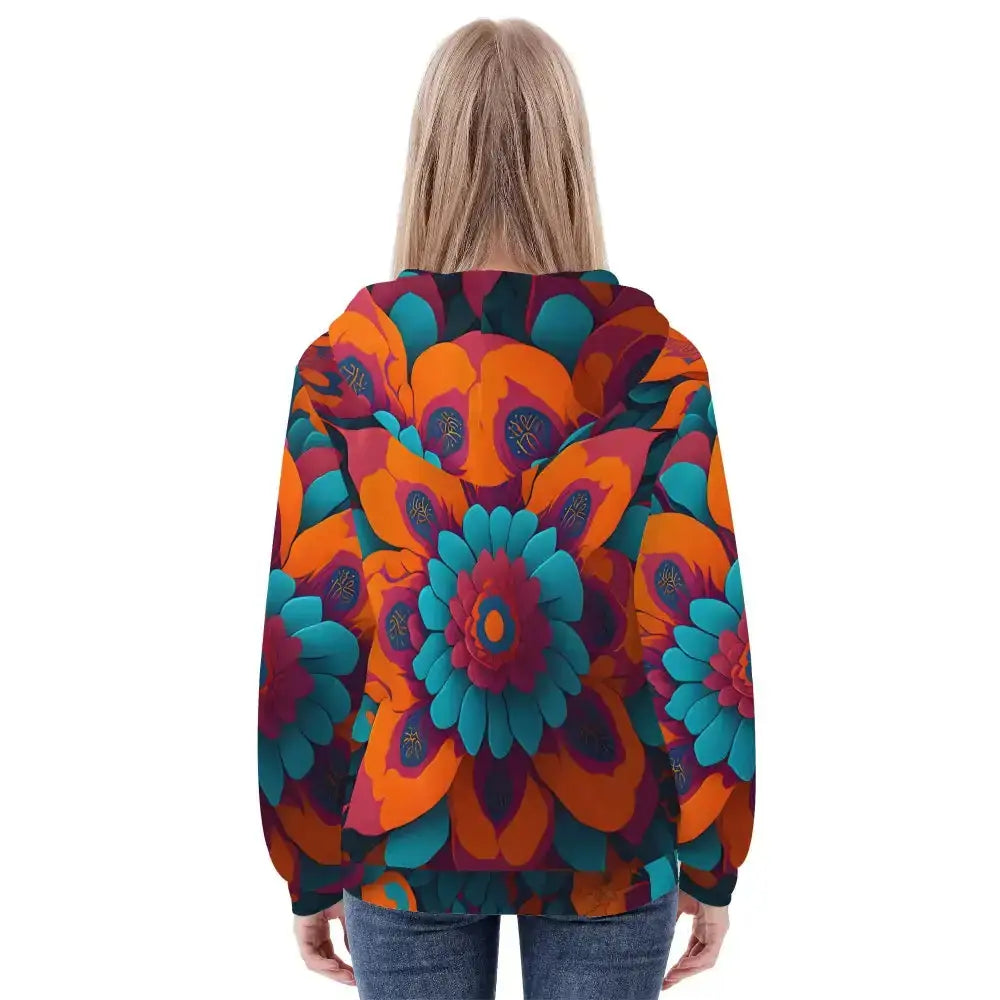 Womens floral fusion zip hoodie Nexellus