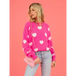 Women's heart valentine's day round neck pullover sweater Nexellus