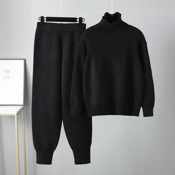 Women's Knit Sweater Tracksuit Fashion Loose Pant Set for Thick Warm Casual Wear Nexellus