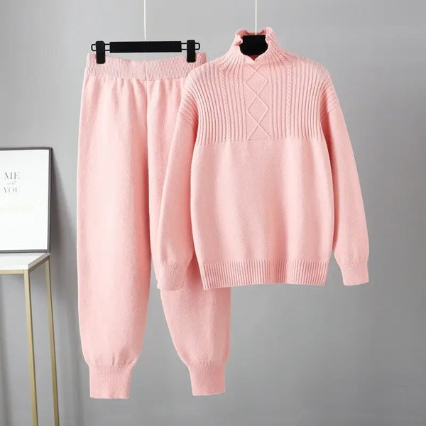 Women's Knit Sweater Tracksuit Fashion Loose Pant Set for Thick Warm Casual Wear Nexellus