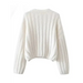 Women's knitted pullover v-neck lantern long sleeve solid color loose Nexellus