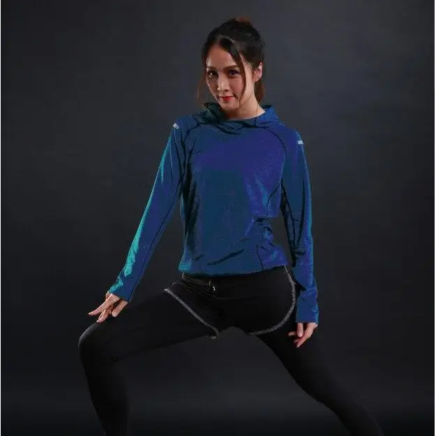 Women's Long Sleeve Running T-Shirts Quick Dry Gym Fitness Hooded Yoga Tops Nexellus