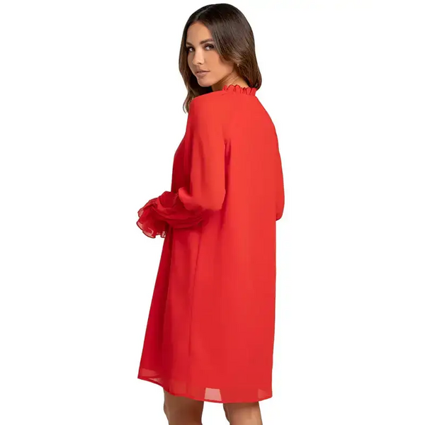 Women's loose flare sleeve solid color hollow out dress Nexellus