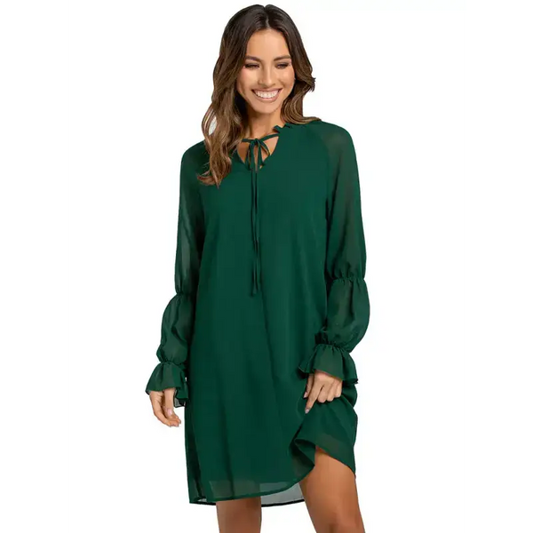 Women's loose flare sleeve solid color hollow out dress Nexellus