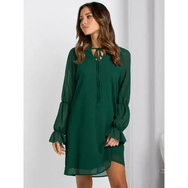 Women's loose flare sleeve solid color hollow out dress Nexellus