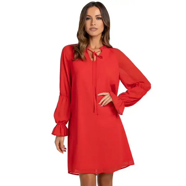 Women's loose flare sleeve solid color hollow out dress Nexellus