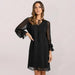 Women's loose flare sleeve solid color hollow out dress Nexellus