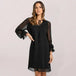 Women's loose flare sleeve solid color hollow out dress Nexellus