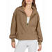 Women's loose zipper neck long sleeve sweatshirt top Nexellus