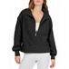 Women's loose zipper neck long sleeve sweatshirt top Nexellus