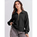 Women's loose zipper neck long sleeve sweatshirt top Nexellus