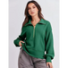 Women's loose zipper neck long sleeve sweatshirt top Nexellus