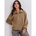 Women's loose zipper neck long sleeve sweatshirt top Nexellus