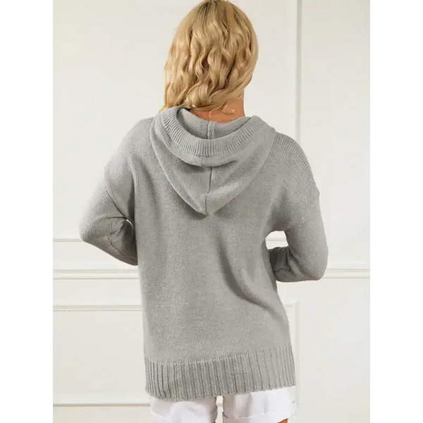 Women's mid-length loose drawstring pocket loose sweater Nexellus