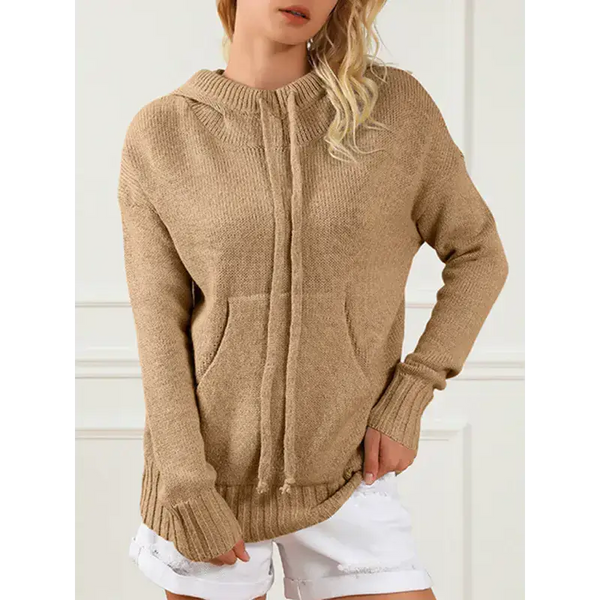 Women's mid-length loose drawstring pocket loose sweater Nexellus