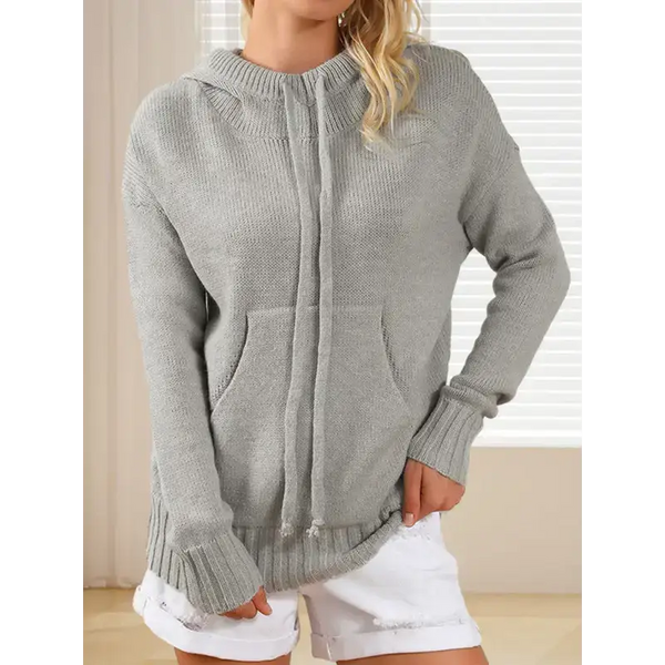 Women's mid-length loose drawstring pocket loose sweater Nexellus