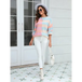 Women's patchwork striped contrasting crew neck sweater pullover Nexellus