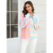 Women's patchwork striped contrasting crew neck sweater pullover Nexellus