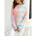 Women's patchwork striped contrasting crew neck sweater pullover Nexellus