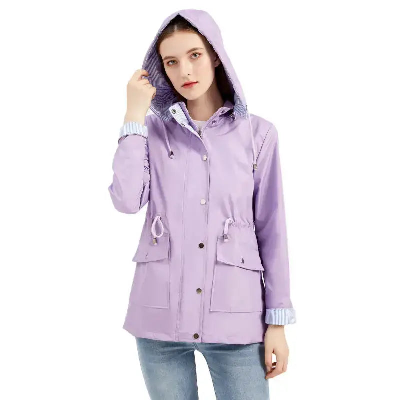 Women's removable hood zipper closure windbreaker Nexellus