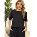 Women's short sleeve loungewear solid color casual waffle two-piece Nexellus