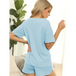 Women's short sleeve loungewear solid color casual waffle two-piece Nexellus